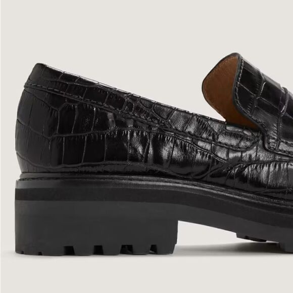 NEW EVERLANE The Lug Loafer in Black Crocodile - Picture 6 of 7